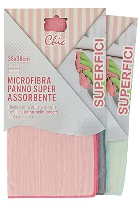 Set da 3 Panni Microfibra Pavimenti misura 50 x 70 Panno Pavimenti igiene casa Vari Colori Senza Pelucchi E Senza Strisce (3 pezzi 38x38 chabby chic)