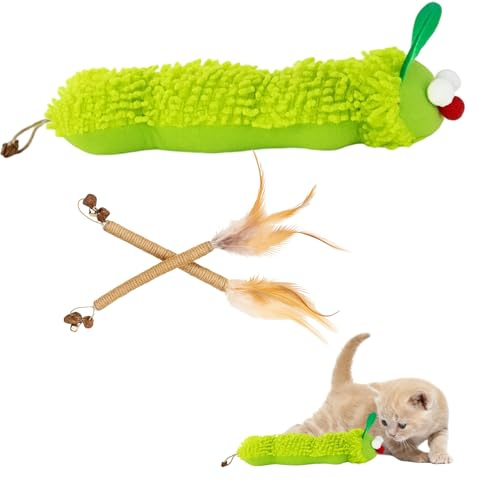 Katzenminze Spielzeug, Kauspielzeug Katze, Cat Toys, Katzenspielzeug Selbstbeschäftigung mit 1 Plüschkissen und 2 Kaustäbchen, Zahnpflege Katzen Spielzeug für Interaktives Spiel und Stressabbau