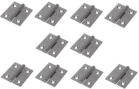 Steel Butt Hinges 38mm Door Butt Hinges Folding 38mm [1.5 inch] Self Colour for Home Furniture Bathroom Cabinet Window Internal Doors - Pack of 10