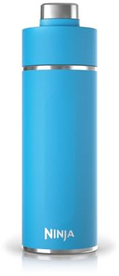 Ninja Thirsti Wasserflasche, Thermobecher to go, 700ml, auslaufsicherer Deckel, für kohlensäurehaltige, heiße & kalte Getränke, dreifach isolierter Travel Mug, Edelstahl, Tropenblau, DW2401EUUKSB