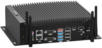 JOVCOR PC Industriale i7-10610U, Mini PC Senza Ventola Win11 Pro, 8GB DDR4 256GB SSD, 6 COM, WiFi5 BT4.2 Doppia RJ45 LAN, Mini Computadora Auto Power on