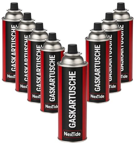 TYA Gruppe NexTide 8 Stück Gaskartusche 227g Butan Gas Universal Butangas Brennstoffflaschen Campingas für Gaskocher Gasheizung