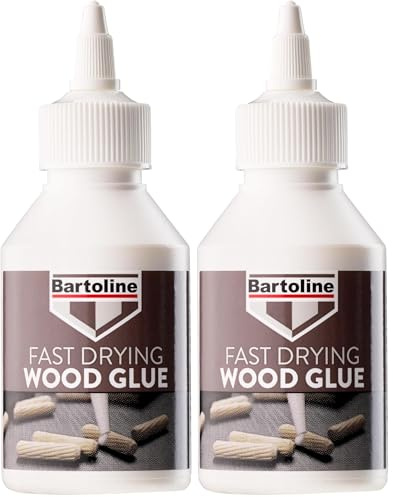 Bartoline Fast Drying Wood Glue, 125 ml, D3 Water Resistant, Dries Clear, Suitable for All Types of Wood, Including MDF and Chipboard, Fast Bond, May Require Clamping (Pack of 2)