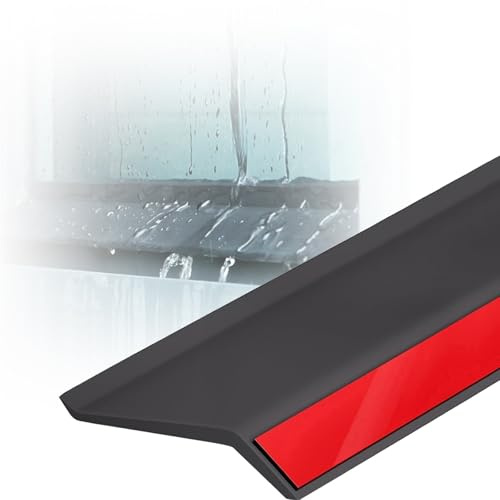 Parapioggia Autoadesivo in Gomma Nera per Porte, deflettore Antipioggia Inferiore per Porte Esterne, parapioggia per finestre Interne ed Esterne per sporgenze e davanzali di finestre scorrev