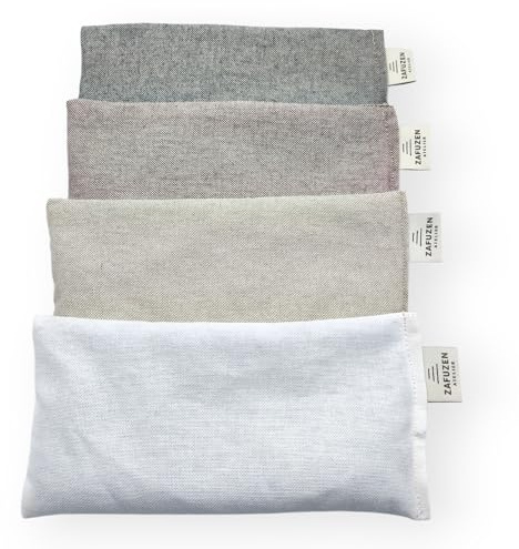 4-pack ögonkuddar – ögonkuddar med naturlig lavendel och risblommor, naturlig bomull, yoga och meditation, avkoppling och vila