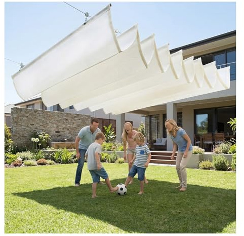 Voile d'ombrage rétractable sur Mesure pour pergola,Voile d'ombrage Coulissant, Personnalisable,Voile-D'ombrage Multi Couleur Taille Bâche Ombrage UV Protection Solaire(W1.6*L10m/W5.24*L32.81ft)