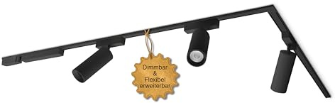 MNK_solution LED Schienensystem Decke Komplettset 3 Deckenstrahler Schwarz | Zigbee dimmbar – Deckenlampe für Wohnzimmer, Küche, Esszimmer – moderne Deckenleuchte – Lichtschienensystem