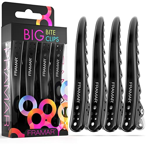 FRAMAR Schwarz Haarklammern Friseurbedarf - Haarspange Metall, Haarclips Damen, Haarklammer Metall, Haarspange, Haarschmuck Damen, Haarklammer Schwarz, Abteilklammern Friseur, Klammern Haare – 10