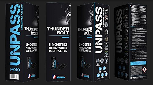 UNPASS - nettoyant moto - Boite de 80 lingettes , Microfibre, étui/fourreau