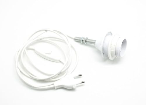 Hanna's Laden E27 Fassung Set: Kabel, Gewinde & Fassung – Weiß – Unmontierte Fassung zur Selbstmontage DIY – Inkl. Montageanleitung