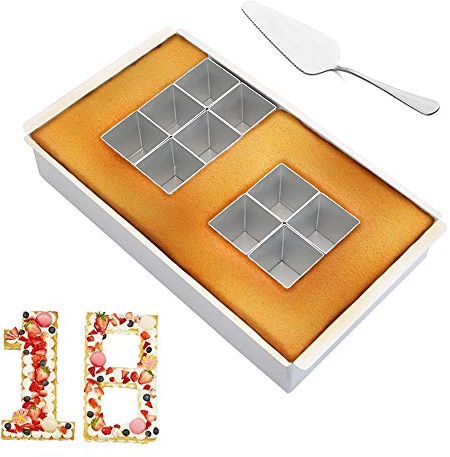 Backform Zahlen Groß, Aluminium Backformen Zahlenbackform, Buchstaben Kuchenform, Zahlenform zum Backen, Number Cake Backform Verstellbar Antihaft für DIY Backen Formen Set,Hochzeit Geburtstag Taufe