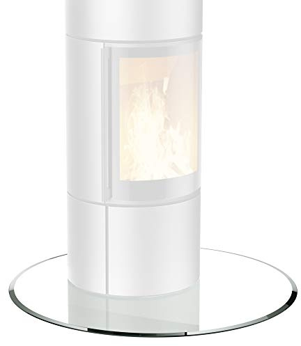 BIJON Glasplatte Kreis für Kaminofen mit Dichtlippe, Glasbodenplatte - Funkenschutzplatte Glas mit Facettenschliff, Kamin Hitzeschutz, ESG Sicherheitsglas Ø 90 cm x 6mm