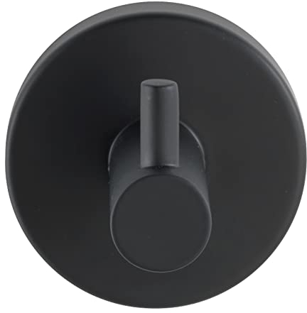 WENKO Wandhaken Uno Mod. Bosio Black matt, Edelstahl, inkl. Schraubmaterial, Ø 5,5x5,5 cm, Schwarz matt