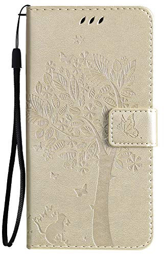 Fatcatparadise Kompatibel mit Samsung Galaxy S20 Ultra Hülle, Handyhülle Samsung S20 Ultra, Prägung Muster Schutzhülle PU Leder Wallet Case Klappbar Flip Hülle Brieftasche Ledertasche (Gold)