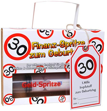 Udo Schmidt Finanzspritze Deko Spritze zum Befüllen mit Geld, 17,5 cm lang, Karton, Kunststoff, 1 Stück, Nicht steril, Geldspritze