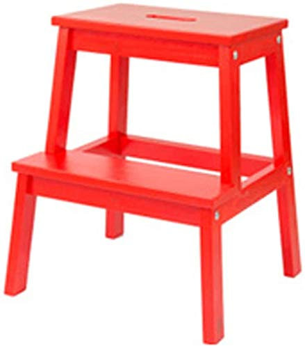 GJSN Sgabello a Gradino Doppio Uso per Esterni, Scaletta a Due Gradini Sgabello Pieghevole da Cucina Semplice, Alto 50 Cm, 3 Colori,Rosso