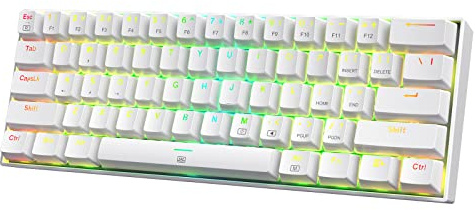 Redragon K630 Dragonborn 60% Wired RGB Gaming Keyboard, 61 Keys Compact Mechanical Keyboard with Linear Red Switch, Pro Driver Support, White