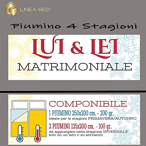 Home Tresor - Piumino Matrimoniale 'Lui e Lei ' | All Season grazie ai Tre Pezzi Componibili | Morbida e Avvolgente Microfibra| cm. 250x200