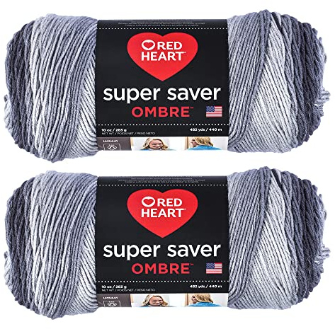 Red Heart Yarn, Acrylic, Anthracite Ombre, 2 Pack