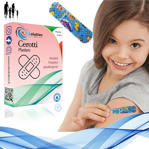 Cerotti per bambini 25 pezzi anatomici e traspiranti. Cerotto resistente all'acqua, protettivi e microperforati. Plaster Children Cerotti impermeabili e ipoallergenici per bambini fantasie varie.