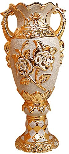 Goldene große Bodenvase,Keramikvase,Trophäenförmige Wohnzimmerblume große Ornamente,Dekorative hohe Blumenhalter für Moderne rustikale Bauernhaus (Color : Gold, S : 28x61cm)