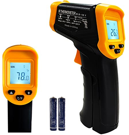 Digital Infrared Thermometer Gun for Cooking,BBQ,Pizza Oven,Ir Thermometer with Backlight,-58℉~932℉(-50℃~500℃) Handheld Non Contact Heat Laser Temperature Gun (Not for Human)