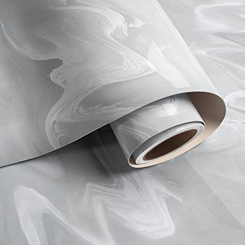 VaryPaper Carta Adesiva Marmo Grigio Bianco 40cmx200cm Adesivi Decorativi per Mobili Effetto Marmo Pellicola Top Cucina Adesiva Carta Adesiva Impermeabile per Bagno Armadi Tavolo Vinile Adesivo