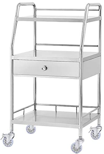 ARHAMS Schubladen Servierwagen Edelstahl Serving Lab Trolley für das Gesundheitswesen Mobile Pflegewagen Klinikwagen Medizinische Laborgerätewagen Multifunktionsrollen