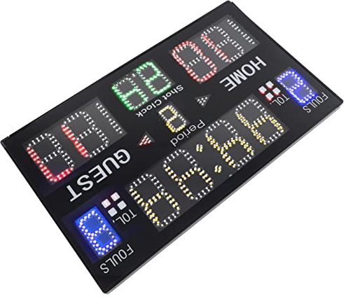 Elektronische Anzeigetafel mit Mehreren Funktionen, Einstellbarem Timer und Angriffszeit Sowie Fernbedienung für Basketball, Handball, Volleyball (EU-Stecker)