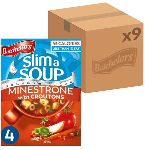 Batchelors Slim a Soup Minestrone, 36 Sachets | 9 Boxes of 4 Sachets, Delicious Instant Soup, Quick & Nourishing Meal, Ideal for On-the-Go, Convenient Packaging