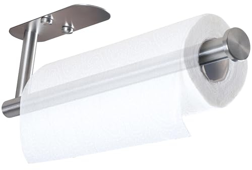 RICOO Küchenrollenhalter ohne Bohren Papierrollenhalter Selbstklebend KR002-S Praktisch Rollenhalter unter dem Schrank oder Wand, Küchenpapierhalter, Wandrollenhalter, Edelstahl