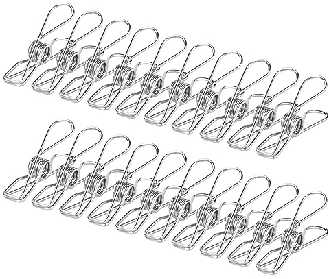 Vicloon Clothes Pegs Chip Clips, 50 Pcs Stainless Steel Clip Pin, Strong-Grip Metal Laundry Clips for Washing Line, Clothes Sock Hanger, Kitchen, Office (6 cm - 50pcs)