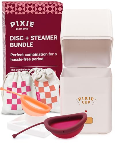 Menstrual Discs with Sterilizer - Ranked 1 for Most Comfortable Soft Reusable Period Disc - Kills 99.9% of Germs with Cleaner Steamer - Wash Your Disc in 3 Minutes! - Compact Sanitizer Kit