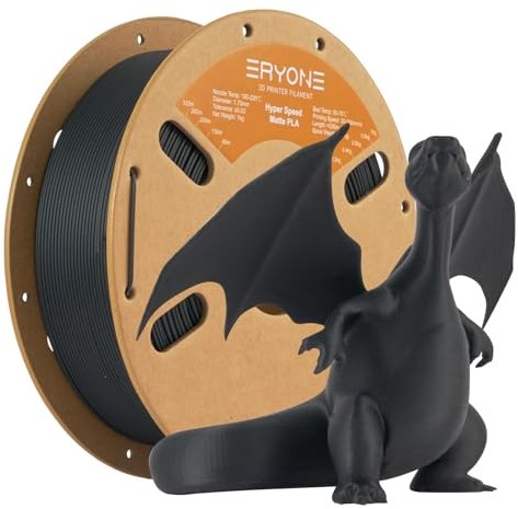 ERYONE High Speed Matte PLA Filament 1.75mm +/- 0.03mm, Rapid PLA Filament, 3D Printing Filament, 30-500mm/s Hyper Speed Filament, 1kg(2.2LBS)/Spool, Black