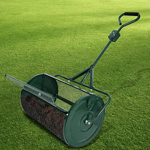 OSBELE Esparcidor de abono, esparcidor de turba de 24 Pulgadas con Mango Ajustable en Forma de T, esparcidor de estiércol de Malla metálica Liviana para Plantar y sembrar, esparcidores de fertiliz