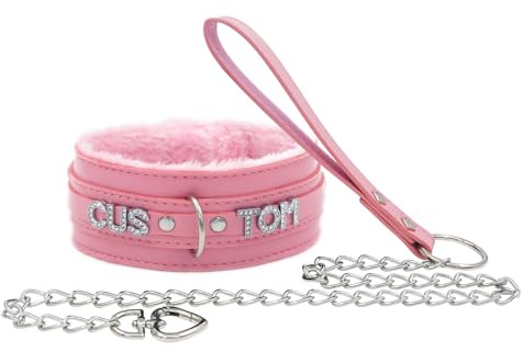 ADEMISHIA Kundenspezifisches schwarzes Choker-Halsband für Frauen, personifizierte Namens-Halskette-Punk-gotisch-veganer Lederschmuck mit Strass-Buchstaben