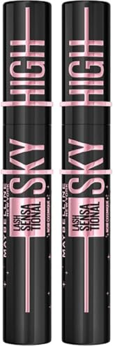 Maybelline New York Wimperntusche für extreme Länge und volles Volumen, Mascara mit wimpernverlängerndem Effekt, Lash Sensational Sky High Cosmic Black, Schwarz, 1 x 7,2 ml (Packung mit 2)