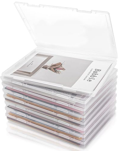 GBACHOOSE Arkivlådor i A4-format, 8 st. transparenta plastlådor, dokumentlådor, bärbara förvaringslådor med lock, häftlåda A4 för dokument, brev, klippböcker och tidskrifter
