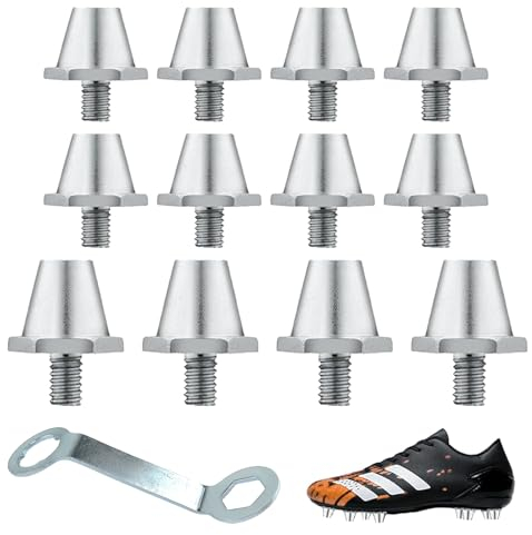 12 Stück Schraubstollen für Fussballschuhe Ersatzstollen mit Stollenschlüssel Aluminium Stollen Metall-Ersatzstollen für Spielen von Fußball Basketball Hochsprung und Weitsprung Sneaker-Spikes