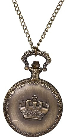 JewelryWe Fars dag gåva fickur män retro kugghjul/kran/romerska siffror/stjärntecken världskarta kedjeklocka analog kvarts klocka hänge med halsband kedja bronsgåva för män