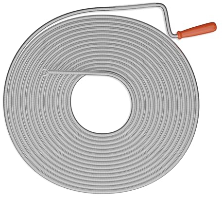 Relaxdays Sonda Sturatubi, 15 m, Spirale Sturalavandini Meccanica, per WC, Doccia, Vasca, in Acciaio, Argento Rosso