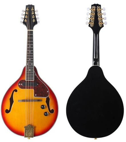 Erwachsene Mandoline-Instrument Mandoline 8-saitige Gitarre A-Stil Elektrische Mandoline Saiten Mit Tasche Saiten Capodaster Gurt Plektrum Gitarrenzubehör(Upgraded Version 2)