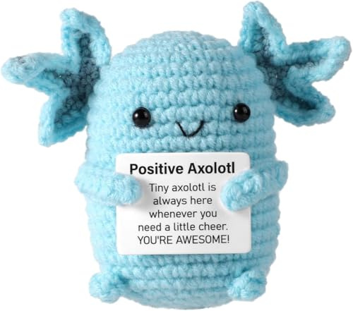 TOYMIS Positiver Axolotl Gehäkelt, Süßes Kreatives Häkelset Weiche Stützpuppe Mini-Axolotl-Häkelspielzeug Erhebendes Strickspielzeug Geburtstagsgeschenke für Büro-Party-Dekorationen (Blau)