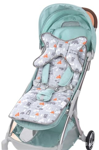 JUMUAO Sitzauflage Kinderwagen Einlage,Universal Buggys Sitzeinglage,Doppelseitig Verwendbares Sitzeinlage Kinderwagen,Auflage Sitzeinlage für Kindersitz,Buggy Einlage Sommer&winter (Grau)