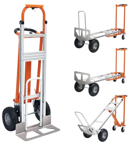 4 in 1 Convertible Hand Truck, Folding Hand Truck Dolly Cart with Solid Wheel, 1000LBS Heavy Duty Aluminum Hand Dolly for Logistics, Shopping, Home, Office Moving