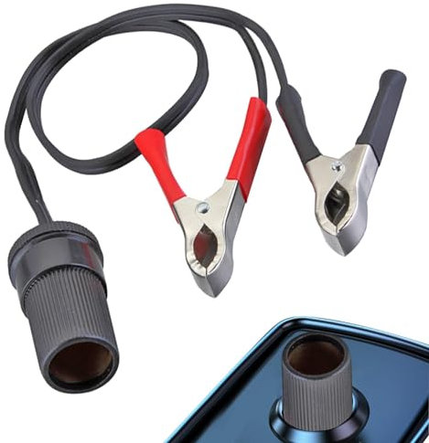 Pinzas de para batería – Adaptador de coche a enchufe | Pinzas de a 12 V/24 V adaptador de enchufe de mechero USB 30 A con cable de extensión de 32 cm seguro