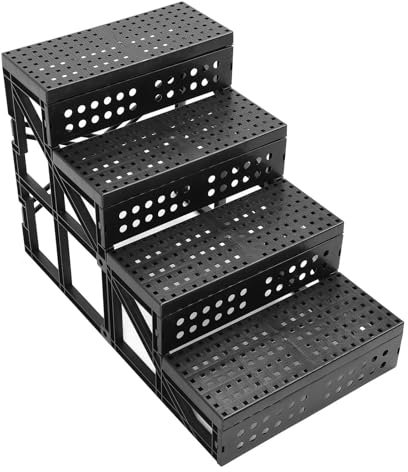 Faltbare Hundetreppe, 4-stufige Haustiertreppe für Kleine Hunde, Höhenverstellbare, rutschfeste Kunststoff-Hundetreppe für den Innenbereich für Bett, Sofa, Couch, Faltbare