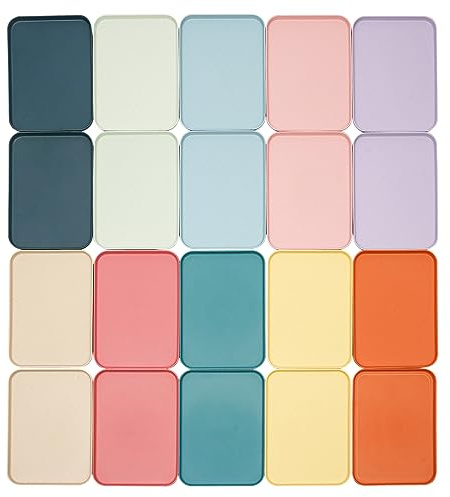 HUSPOO 20 Stück Serviertabletts aus Kunststoff, 31 x 22 cm Rechteckige Kunststoff Tablett, Küchentablett Haltbar Tray für Küche, Wohnzimmer, Esszimmer, Coffee Shop (10 Farben)