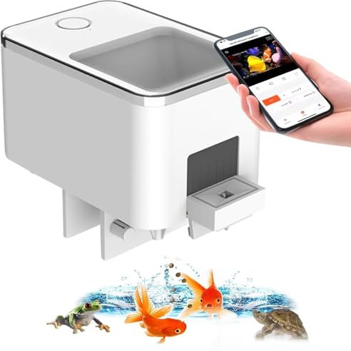 HmLotd Intelligent Fish Food Dispenser, Food Dispenser for Fish Tank Aquarium, Can Control Food Intake, Multi-stage Timing Remote Monitoring for Vacation, Aquarium and Turtle Tank