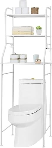 Oceano Scaffale Sopra WC Lavatrice Mensola Organizzare Lavanderia Bagno Cucina Salvaspazio Ordine Prodotti Pulizia Carta Igienica Asciugamani Metallo Acciaio 3 ripiani (WC)